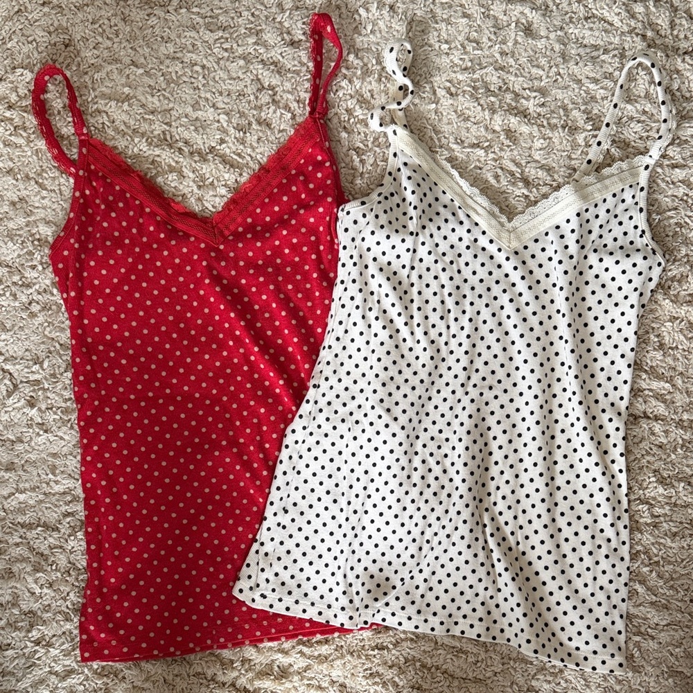 Old Navy Red and White Polka Dot Tank Tops (set of 2)